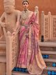 Pink Wedding Wear Organza Sari With Prints