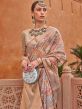 Blue Wedding Wear Organza Sari With Prints