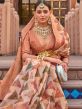 Cream Festive Organza Sari With Weaves