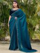 Blue Stone Border Saree With Blouse