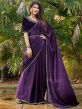Purple Stone Work Saree With Designer Blouse 