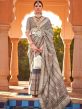 Grey Printed Style Art Silk Saree 