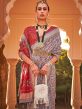 Grey Color Printed Saree With Blouse