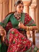 Red Traditional Saree With Patola Print
