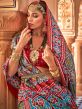 Grey Patola Printed Silk Saree With Blouse