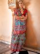 Grey Patola Printed Silk Saree With Blouse