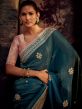 Blue Organza Saree With Embroidered Work