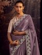 Purple Zari Embellished Silk Saree With Blouse