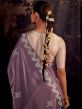 Purple Zari Embellished Silk Saree With Blouse