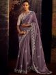Purple Zari Embellished Silk Saree With Blouse