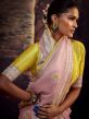 Pink Organza Saree With Zari Embroidered Work