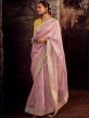 Pink Organza Saree With Zari Embroidered Work