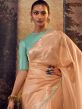 Orange Stone Embellished Saree In Organza