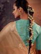 Orange Stone Embellished Saree In Organza