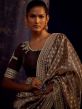 Brown Organza Saree With Embroidered Blouse