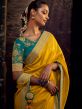 Yellow Silk Saree With Embroidered Blouse