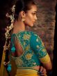 Yellow Silk Saree With Embroidered Blouse
