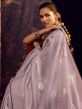 Purple Saree With Stone Work In Organza