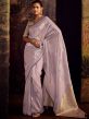 Purple Saree With Stone Work In Organza