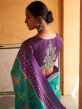Blue Tussar Silk Saree With Printed Pattern
