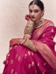 Pink Bridal Saree With Zari Woven In Silk