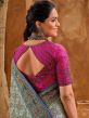 Grey Banarasi Silk Saree With Embroidered Blouse
