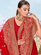Red Zari Saree In Silk With Blouse
