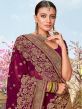 Magenta Woven Patterns Saree In Silk With Blouse