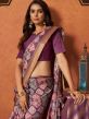 Purple Printed Saree With Blouse In Art Silk