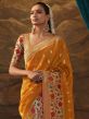 Yellow Zari Woven Festive Saree In Dola Silk