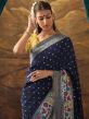 Blue Zari Woven Saree In Dola Silk With Blouse