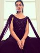 Purple Sequined Gown In Georgette