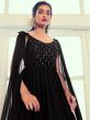 Black Sequined Readymade Gown In Georgette