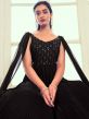 Black Sequined Readymade Gown In Georgette