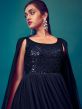 Navy Blue Crushed Style Gown In Georgette