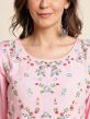 Pink Readymade Long Kurta With Embroidery