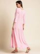 Pink Readymade Long Kurta With Embroidery