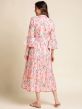 Pink Floral Bell Sleeved Kurti In Cotton