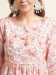 White Floral Printed Kurti In Linen