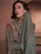 Grey Printed Kaftan Style Kurta Set In Georgette