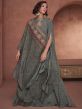 Grey Printed Kaftan Style Kurta Set In Georgette