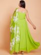 Green Indowestern Plain Gown With Floral Dupatta