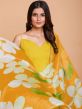 Yellow Strapy Shoulder Gown With Floral Dupatta