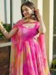 Pink Tie-Dye Printed Anarkali Suit In Organza