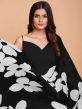 Black Georgette Western Gown With Floral Dupatta