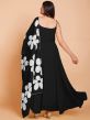 Black Georgette Western Gown With Floral Dupatta