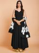 Black Georgette Western Gown With Floral Dupatta