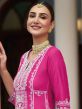 Pink Embroidered Festive Pant Suit In Silk