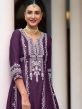 Purple Thread Embroidered Art Silk Salwar Suit