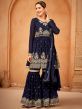 Blue Festive Embroidered Sharara Salwar Kameez